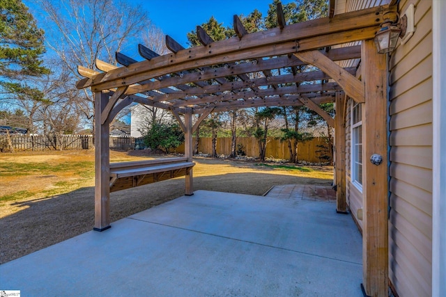 view of patio with a pergola