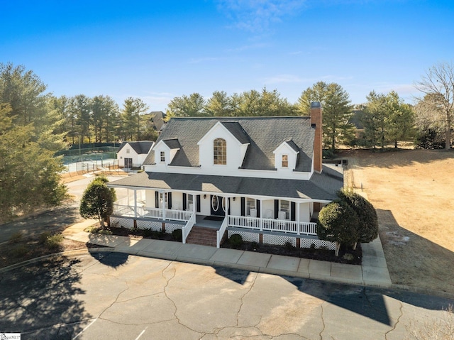 new england style home featuring covered porch