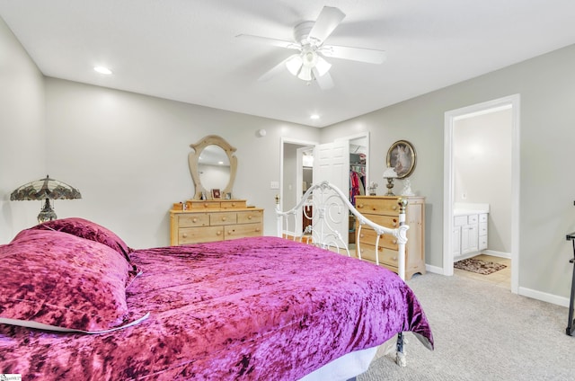 234 Riverrun Dr, Spartanburg, SC 29302 - bedroom featuring ceiling fan, ensuite bathroom, and carpet