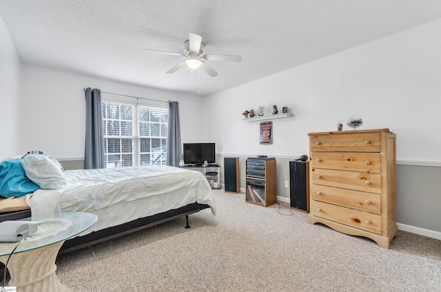 234 Riverrun Dr, Spartanburg, SC 29302 - bedroom with ceiling fan, carpet, and a textured ceiling
