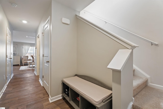 interior space with dark hardwood / wood-style flooring