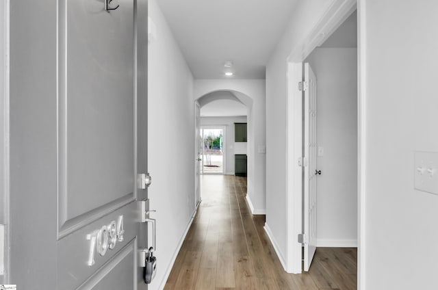 hall featuring light wood-type flooring