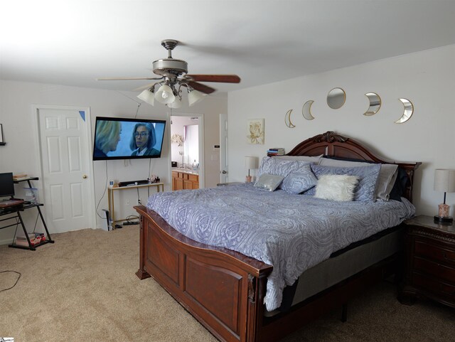 107 Montauk Dr, Greenville, SC 29607 - carpeted bedroom featuring ceiling fan and ensuite bathroom