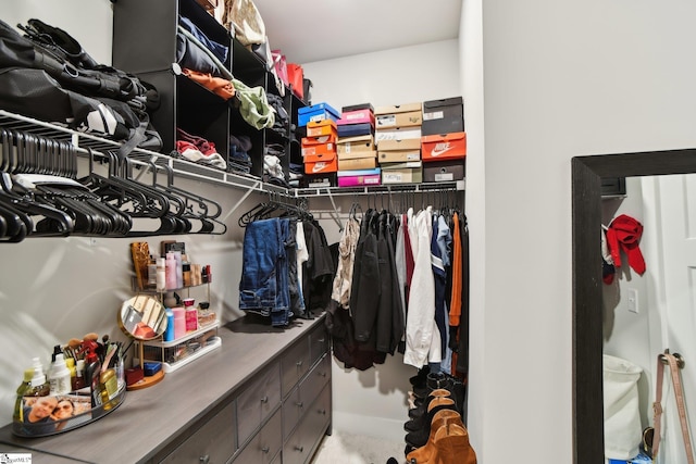 view of walk in closet