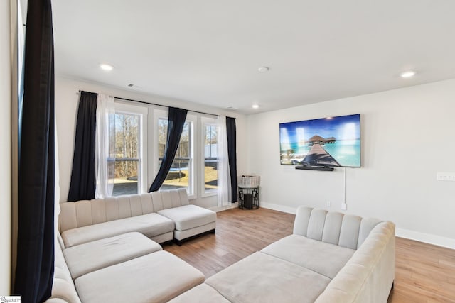 living room featuring light hardwood / wood-style flooring