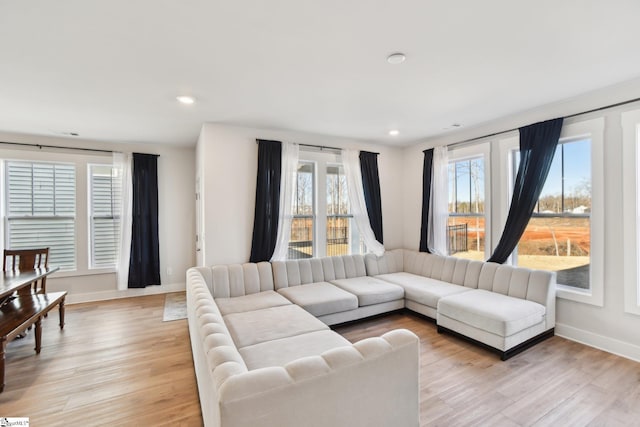 living room featuring light hardwood / wood-style flooring