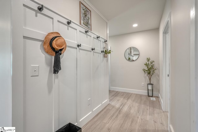 mudroom with light wood-type flooring