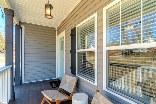 wooden deck featuring a porch