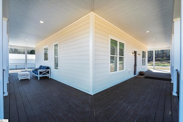 deck featuring a porch