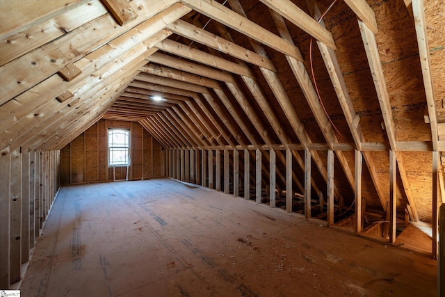 view of unfinished attic