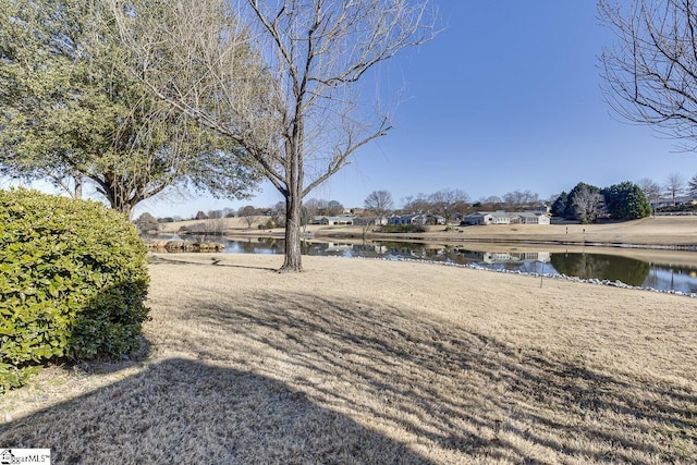 view of yard featuring a water view