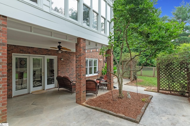 view of patio with ceiling fan