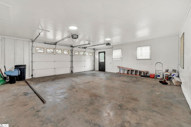 garage with a garage door opener