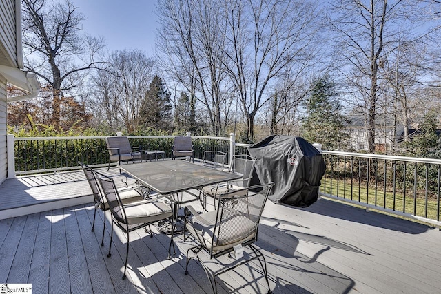 deck featuring area for grilling