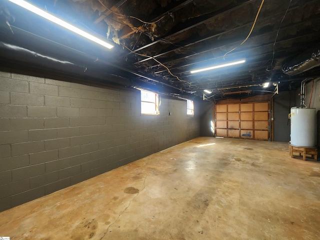 basement featuring water heater