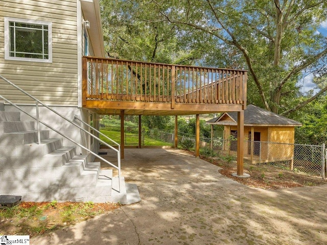 view of patio / terrace featuring a wooden deck