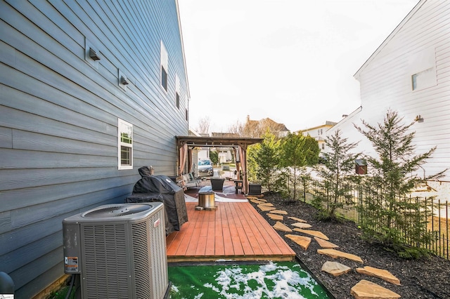 view of patio / terrace featuring central AC and a deck