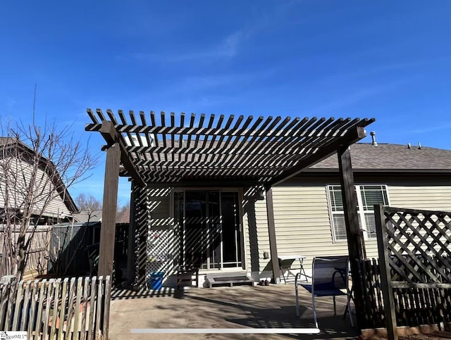 view of patio / terrace featuring a pergola