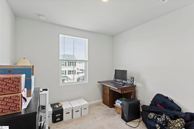 office featuring light colored carpet