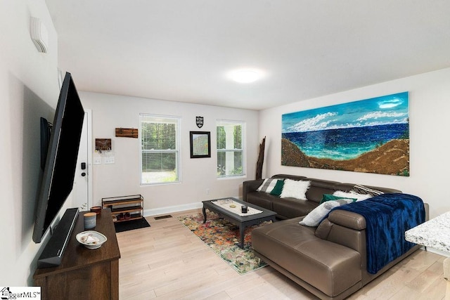 living room featuring light hardwood / wood-style flooring