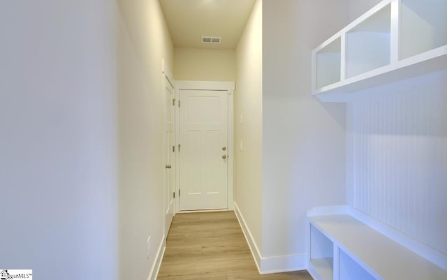 mudroom with light wood-type flooring