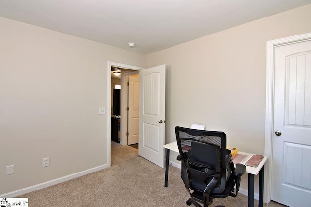 office featuring light colored carpet