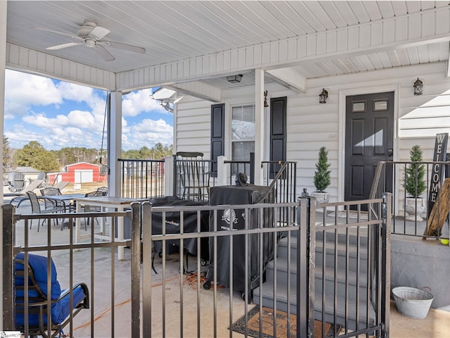 view of patio / terrace with ceiling fan