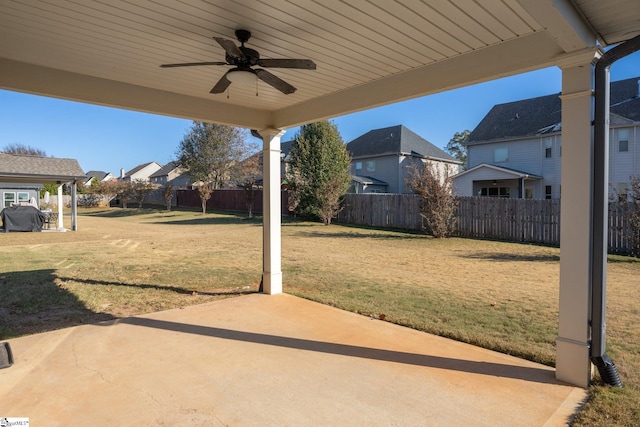 view of patio / terrace featuring ceiling fan