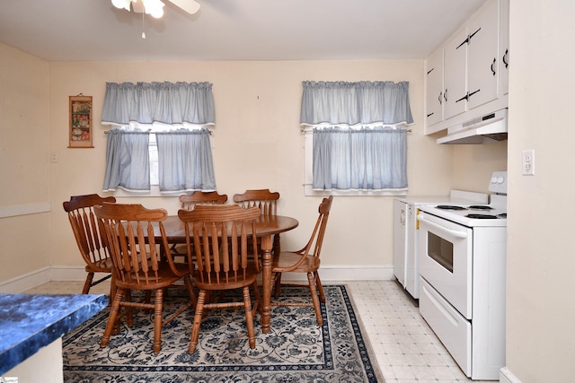 dining area featuring ceiling fan