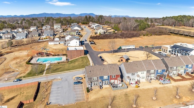 aerial view with a mountain view