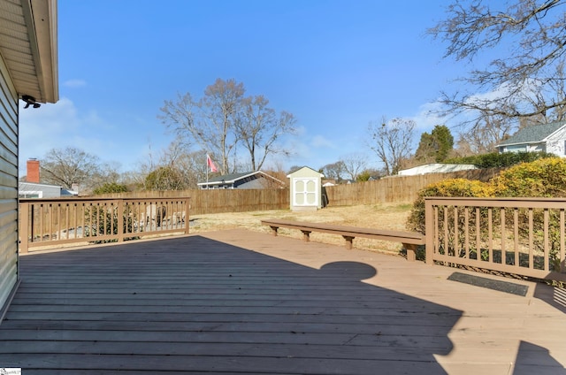 deck featuring a storage unit