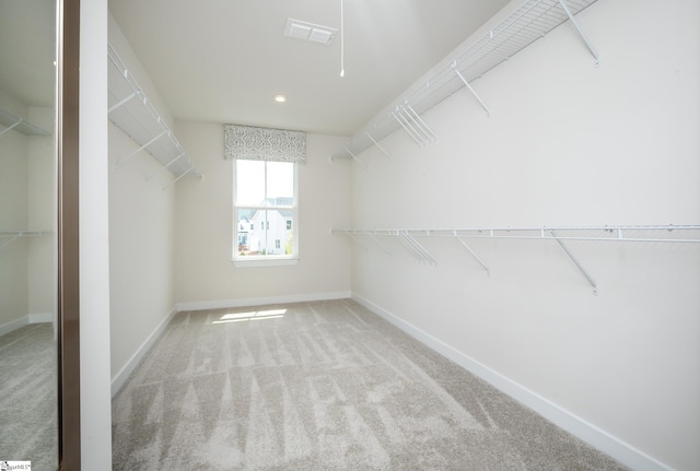 walk in closet with carpet floors