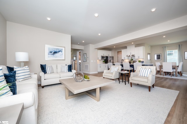 living room featuring light hardwood / wood-style flooring