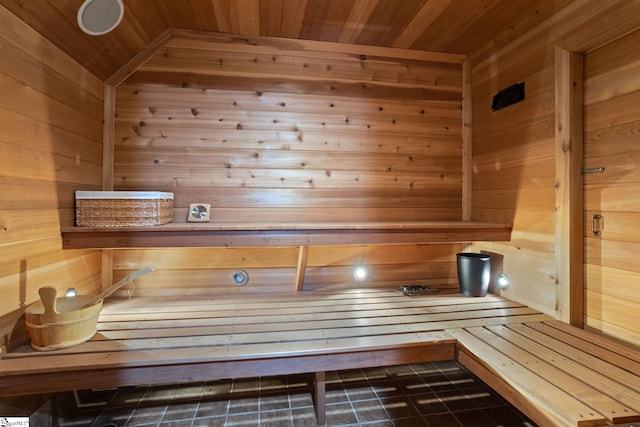 view of sauna / steam room featuring tile patterned floors