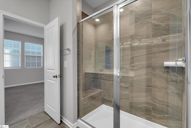 bathroom with walk in shower