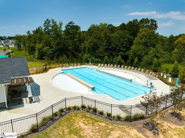 view of pool featuring a patio