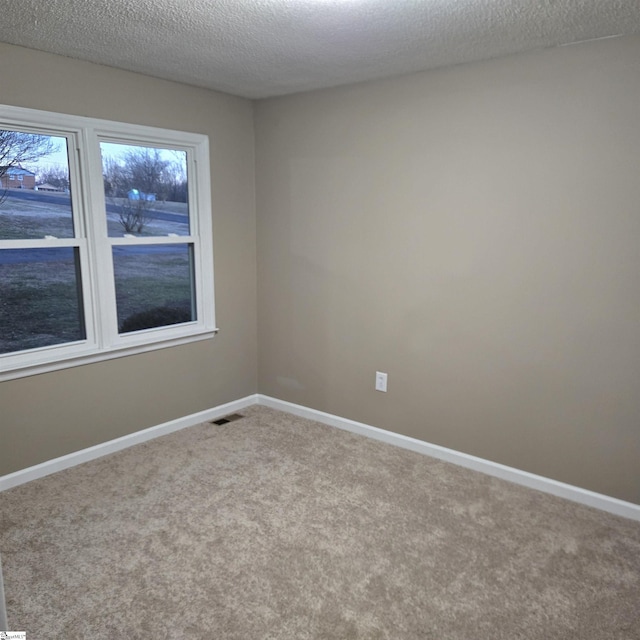 carpeted spare room featuring a textured ceiling