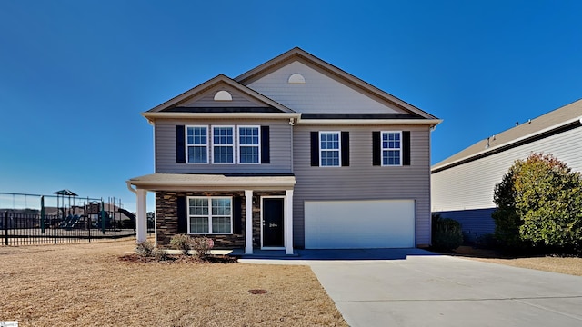 view of property with a garage