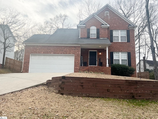 view of front property with a garage