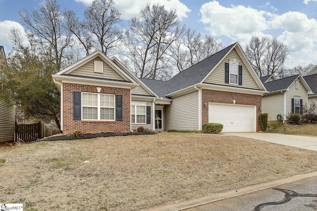 front facade featuring a garage and a front yard