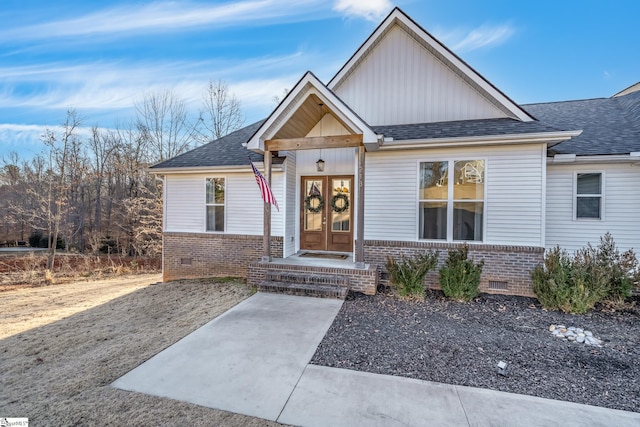 craftsman inspired home with french doors