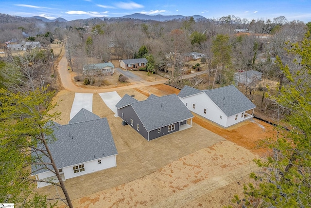 drone / aerial view with a mountain view