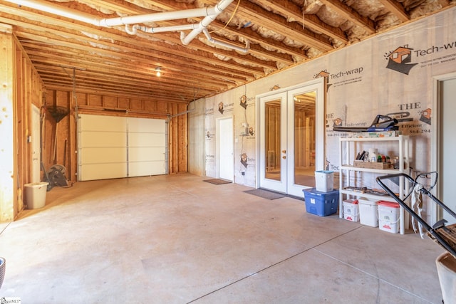 garage with french doors