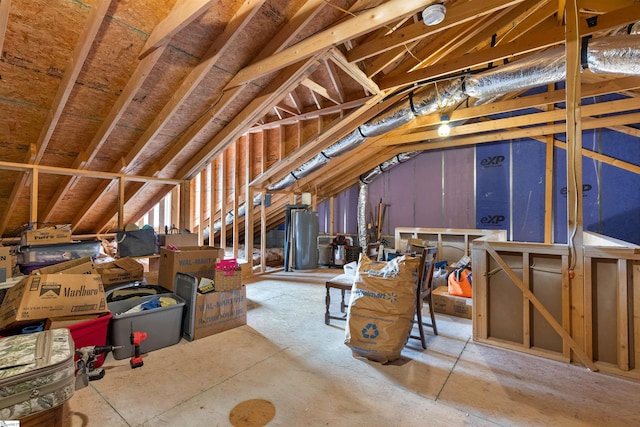 attic featuring water heater