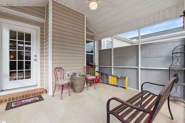 view of patio / terrace featuring ceiling fan