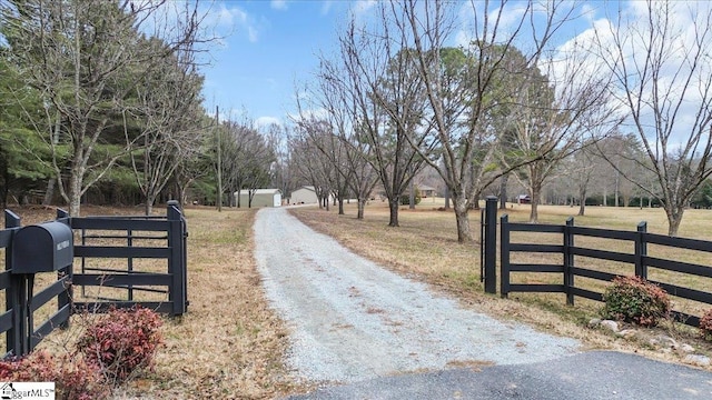 view of road featuring a rural view