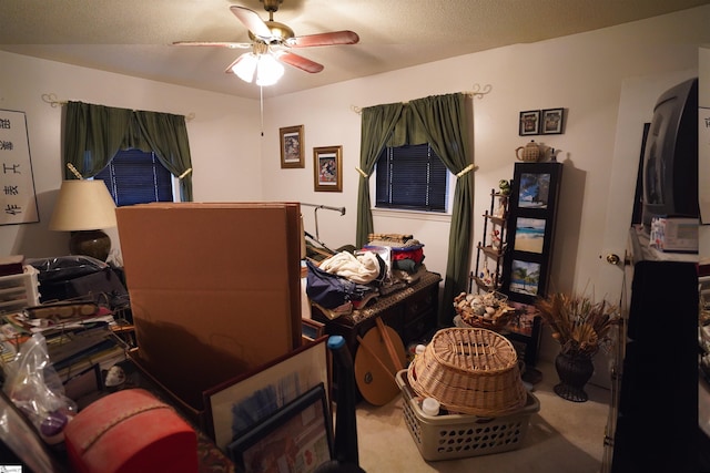 bedroom with carpet floors and ceiling fan