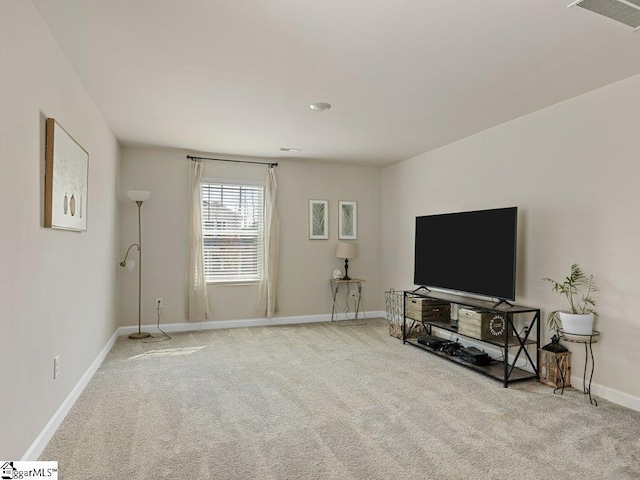 living room with light carpet