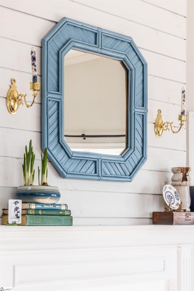 room details featuring wooden walls