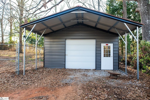 garage with a carport